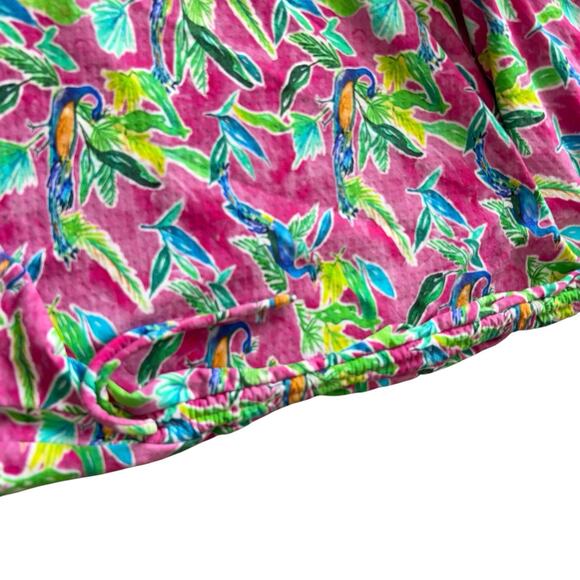 IBKUL Golf Shirt Womens Size Large 1/4 Zip Floral Peacock Pink Quick Dry UPF 50 - Picture 4 of 6